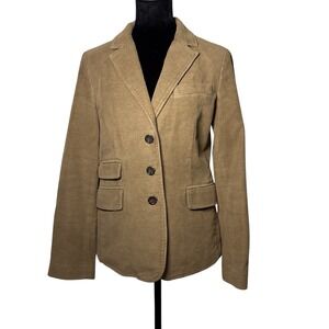 Banana Republic Women's Velvet Blazer Size 4 Tan/Camel Tailored 3-Button Jacket